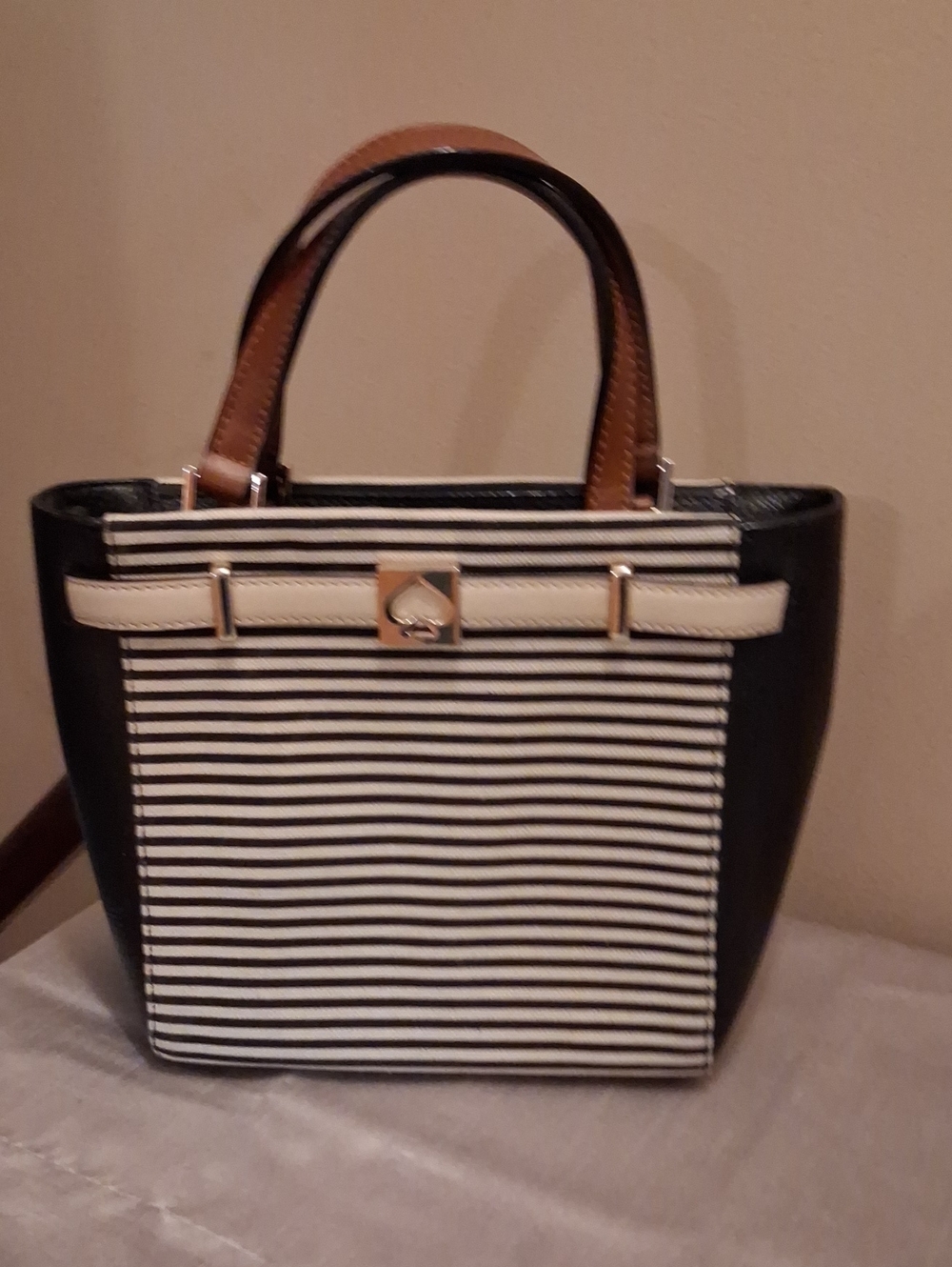 kate spade Vintage Black And White Stripes Tote.